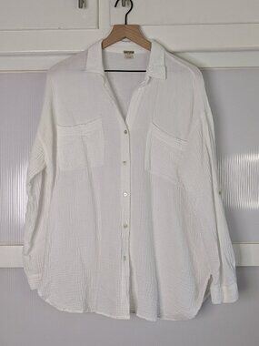 Magaschoni 100% Organic Cotton Gauze Blouse Size Medium Coastal Summer Vacation